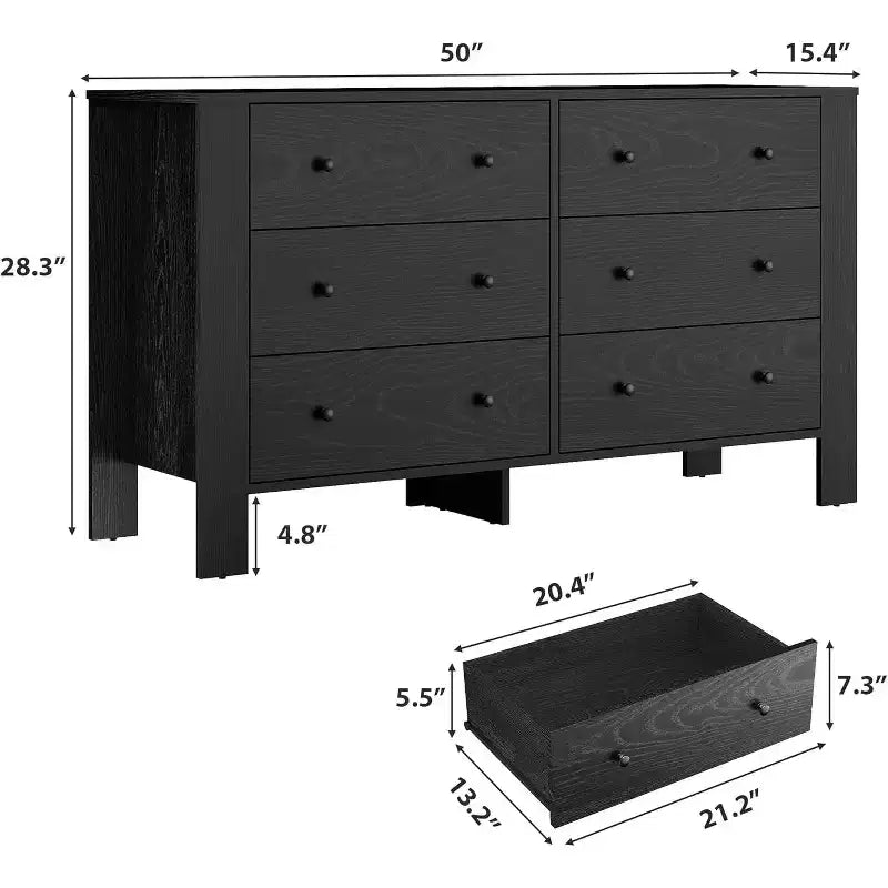 Cassettiera a 6 cassetti Garvee per camera da letto, Comò con maniglie robuste, Organizer in legno per soggiorno, cameretta, ingresso
