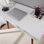 Scrivania per computer da 43 pollici, piccolo tavolo da scrittura per ufficio - Scrivania da lavoro moderna e semplice con cassetto e scomparto aperto, bianca per camera da letto di casa