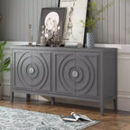 MAYEERTY Mobile Credenza Retrò con Anta con Scanalatura Circolare Maniglia Rotonda in Metallo per Ingresso Sala da Pranzo Grigio