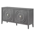 MAYEERTY Mobile Credenza Retrò con Anta con Scanalatura Circolare Maniglia Rotonda in Metallo per Ingresso Sala da Pranzo Grigio