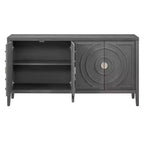 MAYEERTY Mobile Credenza Retrò con Anta con Scanalatura Circolare Maniglia Rotonda in Metallo per Ingresso Sala da Pranzo Grigio