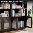 SOLACE FURNITURE Libreria 46 con Ante, Libreria Nera con Ante in Vetro, Libreria Piccola a 3 Ripiani