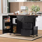 CLIHOME 54.5 Isola Carrello da Cucina su Ruote in Stile Rustico con Presa di Corrente, Carrello da Cucina con Ripiano Interno, Piano Ribaltabile, Portaspezie