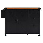 CLIHOME 54.5 Isola Carrello da Cucina su Ruote in Stile Rustico con Presa di Corrente, Carrello da Cucina con Ripiano Interno, Piano Ribaltabile, Portaspezie