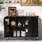 CLIHOME 54.5 Isola Carrello da Cucina su Ruote in Stile Rustico con Presa di Corrente, Carrello da Cucina con Ripiano Interno, Piano Ribaltabile, Portaspezie