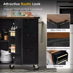 CLIHOME 54.5 Isola Carrello da Cucina su Ruote in Stile Rustico con Presa di Corrente, Carrello da Cucina con Ripiano Interno, Piano Ribaltabile, Portaspezie