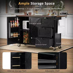 CLIHOME 54.5 Isola Carrello da Cucina su Ruote in Stile Rustico con Presa di Corrente, Carrello da Cucina con Ripiano Interno, Piano Ribaltabile, Portaspezie