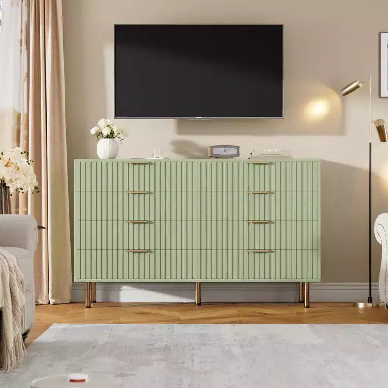 Cassettiera a 8 cassetti per camera da letto, comò moderno da 54 pollici con scanalature e cassetti profondi, organizer in legno per soggiorno, corridoio, camera dei bambini