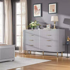 Cassettiera a 8 cassetti per camera da letto, comò moderno da 54 pollici con scanalature e cassetti profondi, organizer in legno per soggiorno, corridoio, camera dei bambini