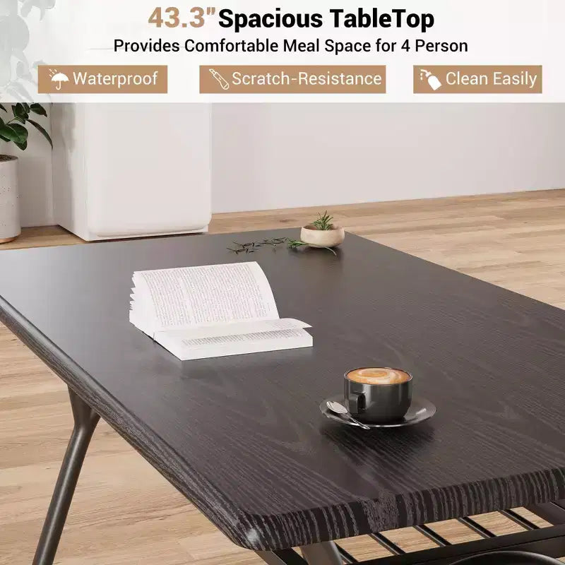 Set da pranzo ad altezza bancone per 4 persone - Tavolo rettangolare salvaspazio con contenitore e sedie in velluto