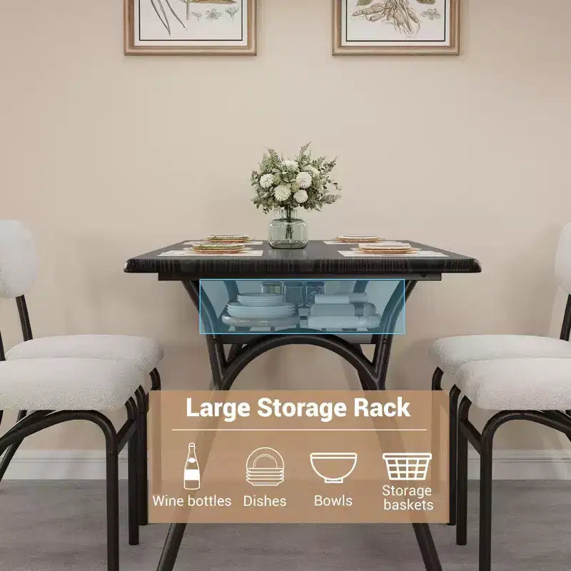 Set da pranzo ad altezza bancone per 4 persone - Tavolo rettangolare salvaspazio con contenitore e sedie in velluto