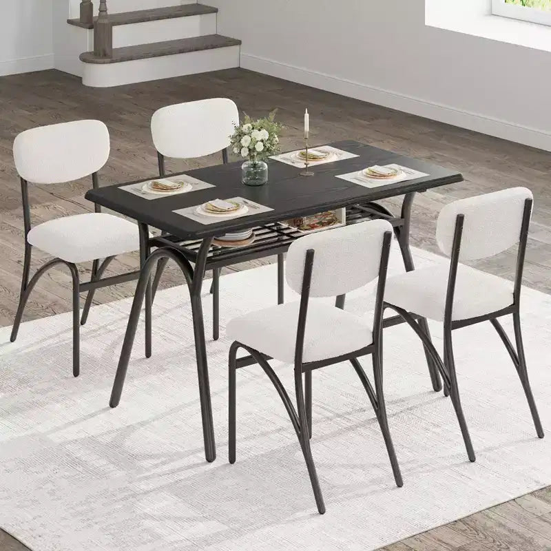 Set da pranzo ad altezza bancone per 4 persone - Tavolo rettangolare salvaspazio con contenitore e sedie in velluto