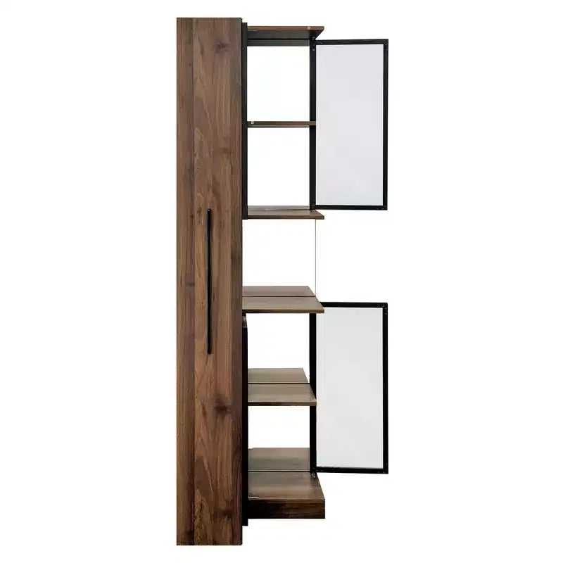 GDFStudio Genevieve Vetrina Rustica in Legno da 70 con Ante a Vetro e Luci