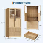Armadio Guardaroba in Legno Naturale con Ante in Vetro - 2 Cassetti e Asta Appendiabiti - 80L x 167.5A cm - Armadio Indipendente per Camera da Letto