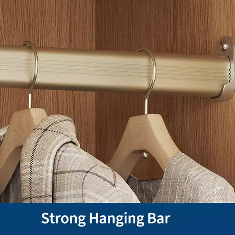 Armadio Guardaroba in Legno Naturale con Ante in Vetro - 2 Cassetti e Asta Appendiabiti - 80L x 167.5A cm - Armadio Indipendente per Camera da Letto