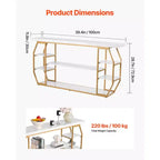 Consolle in Marmo VEVOR, Consolle Moderna a 3 Livelli per Riponimento Aperto, Tavolo Geometrico Dorato con Tubi di Ferro, Dispositivo Anti-Ribaltamento, Oro