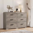 Acekool Cassettiera a 6 Cassetti, Comò Moderno con Maniglie in Metallo, Porta TV in Legno e Organizzatore di Archiviazione per Camera da Letto, Soggiorno
