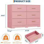Acekool Cassettiera a 6 Cassetti, Comò Moderno con Maniglie in Metallo, Porta TV in Legno e Organizzatore di Archiviazione per Camera da Letto, Soggiorno