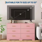 Acekool Cassettiera a 6 Cassetti, Comò Moderno con Maniglie in Metallo, Porta TV in Legno e Organizzatore di Archiviazione per Camera da Letto, Soggiorno