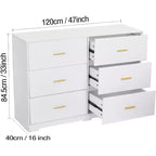 Acekool Cassettiera a 6 Cassetti, Comò Moderno con Maniglie in Metallo, Porta TV in Legno e Organizzatore di Archiviazione per Camera da Letto, Soggiorno