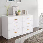 Acekool Cassettiera a 6 Cassetti, Comò Moderno con Maniglie in Metallo, Porta TV in Legno e Organizzatore di Archiviazione per Camera da Letto, Soggiorno