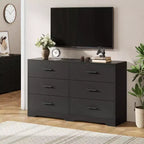 Acekool Cassettiera a 6 Cassetti, Comò Moderno con Maniglie in Metallo, Porta TV in Legno e Organizzatore di Archiviazione per Camera da Letto, Soggiorno
