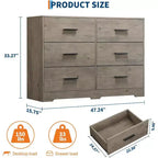 Acekool Cassettiera a 6 Cassetti, Comò Moderno con Maniglie in Metallo, Porta TV in Legno e Organizzatore di Archiviazione per Camera da Letto, Soggiorno