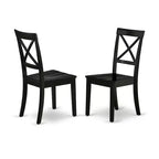 HomeStock Belmont, set da 5 pezzi, tavolo da pranzo rotondo da 42 pollici e 4 sedie da cucina con seduta in legno, nero