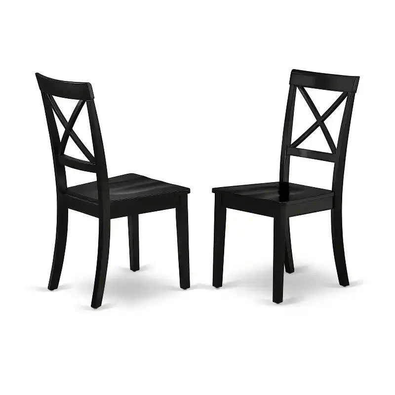 HomeStock Belmont, set da 5 pezzi, tavolo da pranzo rotondo da 42 pollici e 4 sedie da cucina con seduta in legno, nero