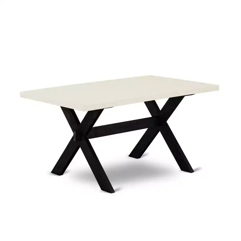 HomeStock Belmont set da pranzo da 6 pezzi - 4 sedie da pranzo con tavolo da pranzo rettangolare e panca da pranzo - Finitura bianco lino e nero