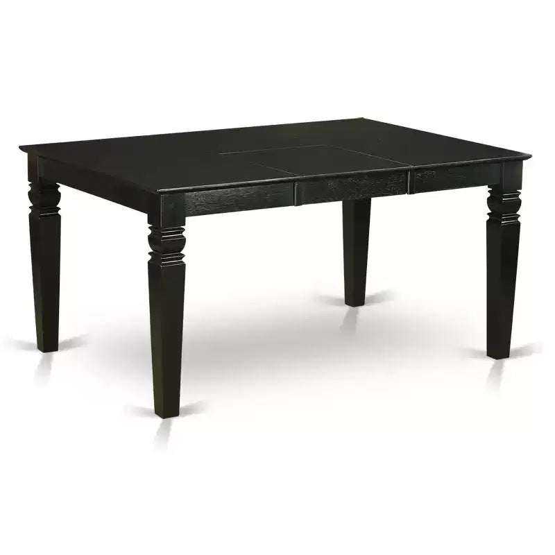 HomeStock Belmont Set Sala da Pranzo 7 Pezzi Include un Tavolo da Cucina Rettangolare con Prolunga a Farfalla e Sei Sedie Parson con Tessuto Blu, Finitura Nera