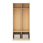 Guidecraft EdQ 2-Section Wooden Storage Locker with Bench Seat for Classroom, Kids Cubby Organizer with Shelves and Hooks for Coats