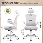 Sedia da Ufficio GALAXHERO Alta con Schienale in Rete, Sedia Ergonomica da Scrivania con Braccioli Ribaltabili, Poggiatesta Regolabile e Supporto Lombare