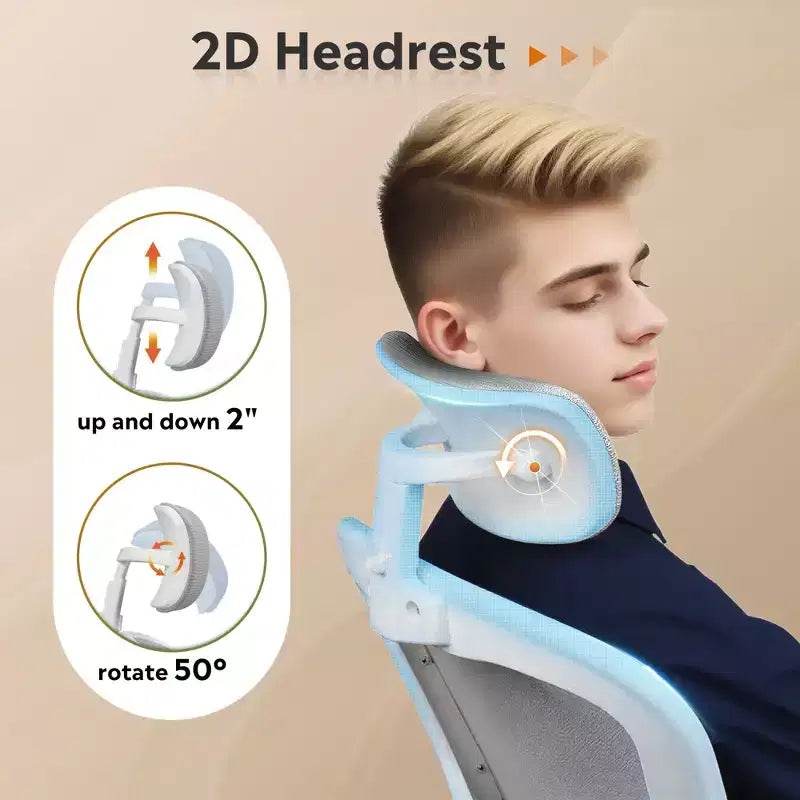 Sedia da Ufficio GALAXHERO Alta con Schienale in Rete, Sedia Ergonomica da Scrivania con Braccioli Ribaltabili, Poggiatesta Regolabile e Supporto Lombare