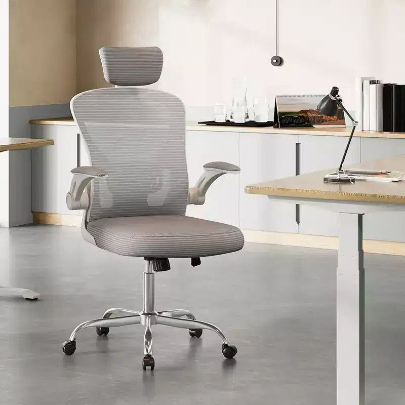 Sedia da Ufficio GALAXHERO Alta con Schienale in Rete, Sedia Ergonomica da Scrivania con Braccioli Ribaltabili, Poggiatesta Regolabile e Supporto Lombare