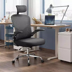 Sedia da Ufficio GALAXHERO Alta con Schienale in Rete, Sedia Ergonomica da Scrivania con Braccioli Ribaltabili, Poggiatesta Regolabile e Supporto Lombare