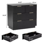 Comodini Karl Home con 4 cassetti in MDF nero larghezza 72 cm
