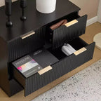 Comodini Karl Home con 4 cassetti in MDF nero larghezza 72 cm