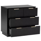 Comodini Karl Home con 4 cassetti in MDF nero larghezza 72 cm