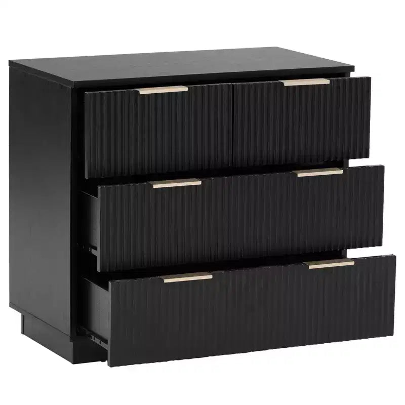 Comodini Karl Home con 4 cassetti in MDF nero larghezza 72 cm