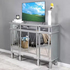 Cassettiera Karl Home 3 cassetti in MDF argento larghezza 122 cm