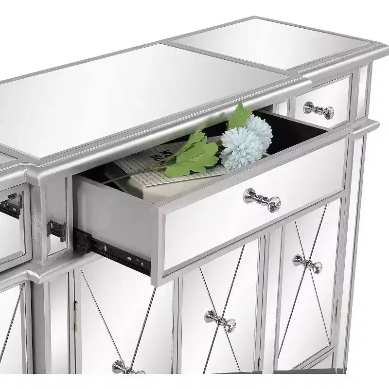 Cassettiera Karl Home 3 cassetti in MDF argento larghezza 122 cm