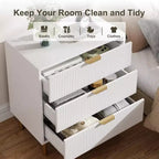 Cassettiera Moderna a 3 Cassetti - Maniglie Dorate e Ampio Spazio Contenitivo per Camera da Letto e Soggiorno